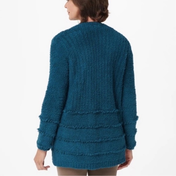 Barefoot Dreams CozyChic Boardwalk Cardigan in Deep Teal - Picture 2 of 10